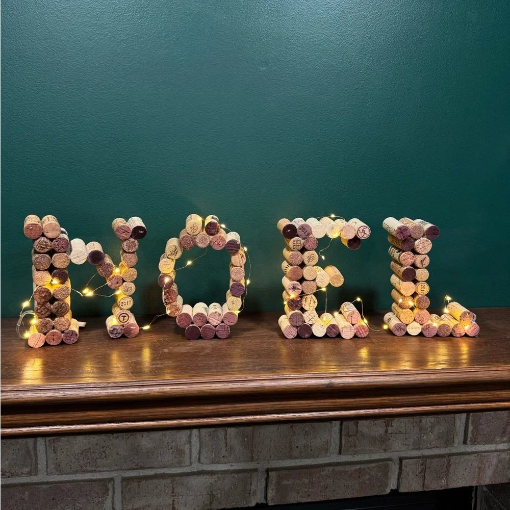 Christmas decor Wine Cork NOEL Sign with Lights